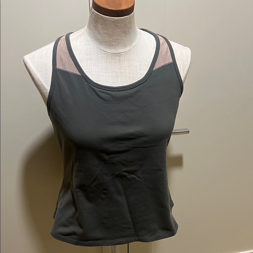 lululemon athletica Black Tank Top with Pink Mesh Insets - built in bra